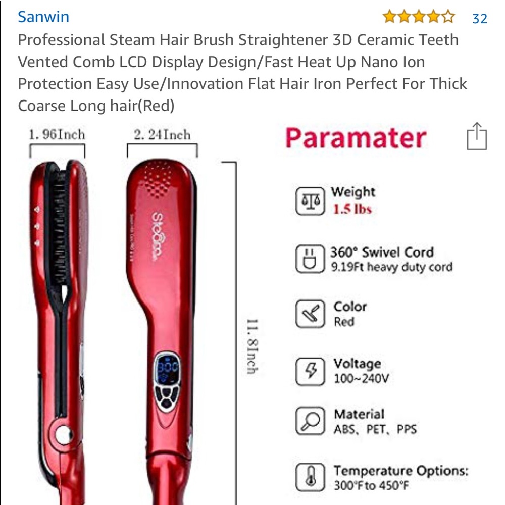 Steam Hair Straightener